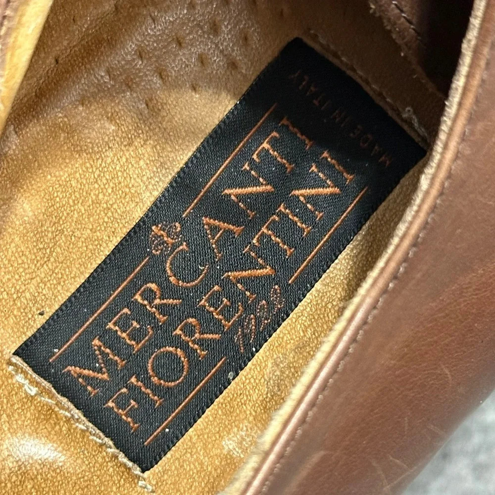 Mercanti Fiorentini Apron Toe Derby Mens 12 Brown Leather Dress Shoes 5559 Italy